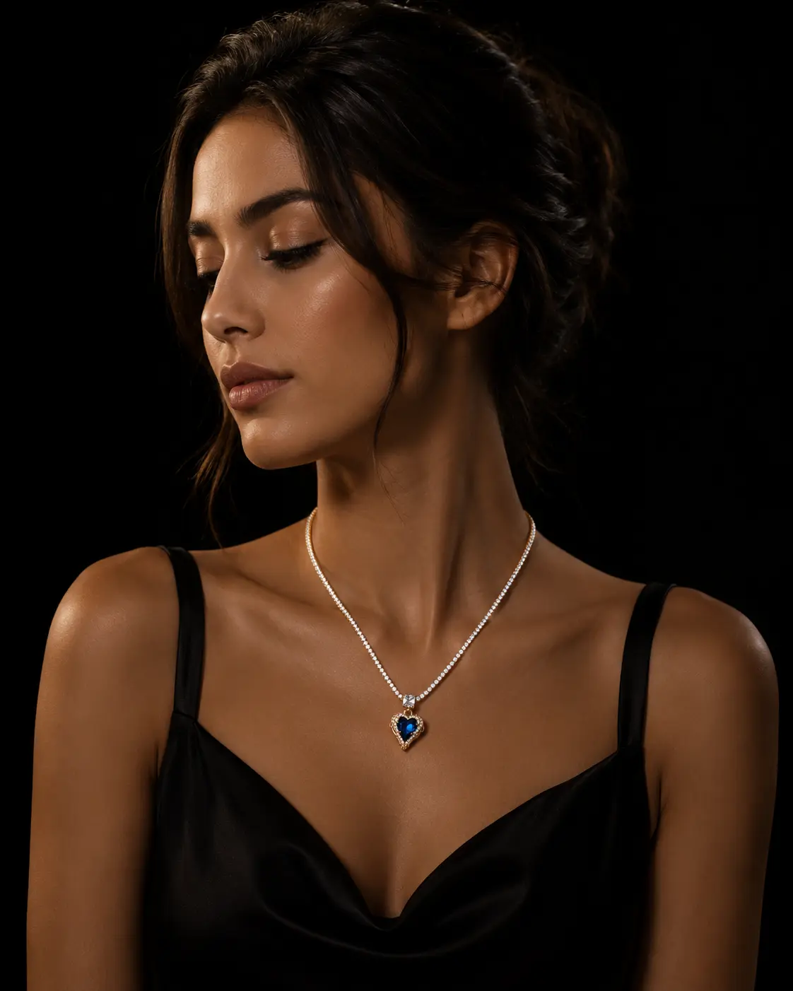 Sariora Royal Blue Heart Gold  Kolye
