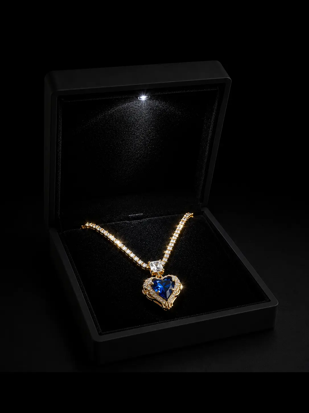 Sariora Royal Blue Heart Gold  Kolye