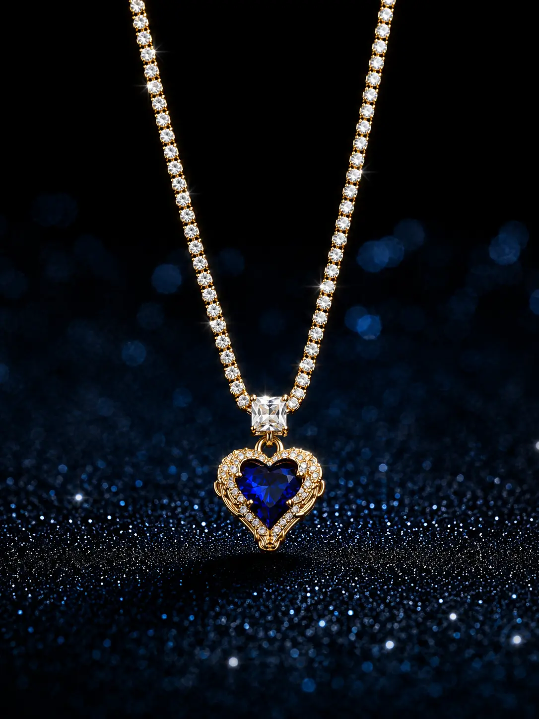 Sariora Royal Blue Heart Gold  Kolye