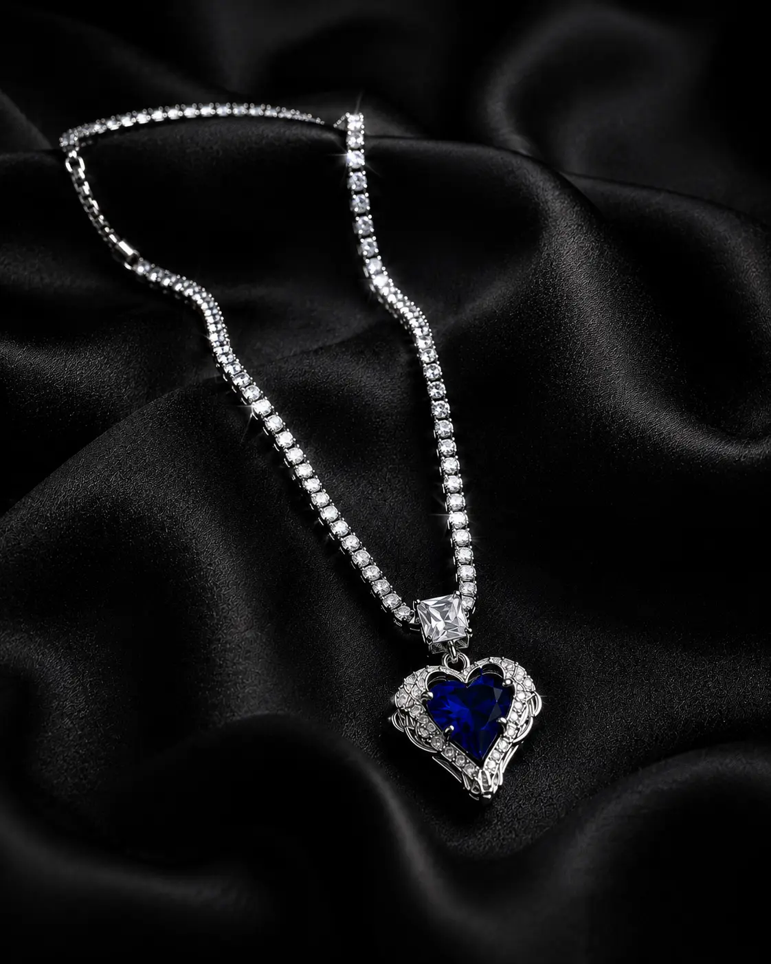 Sariora Silver Blue Heart Kolye