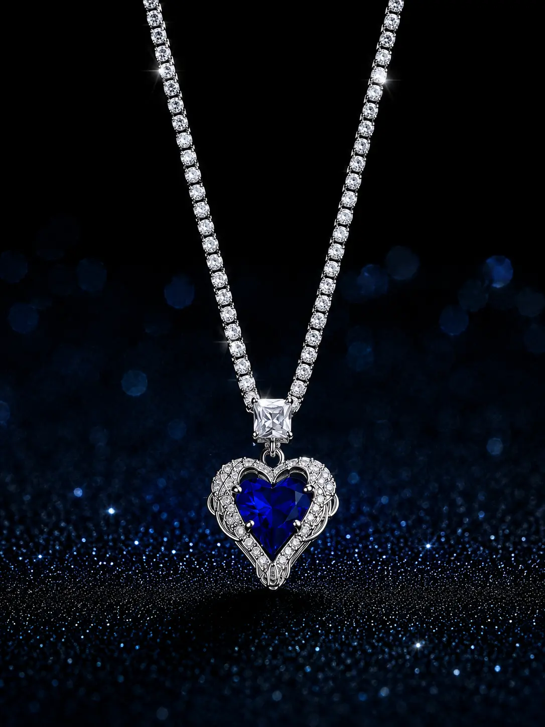 Sariora Silver Blue Heart Kolye