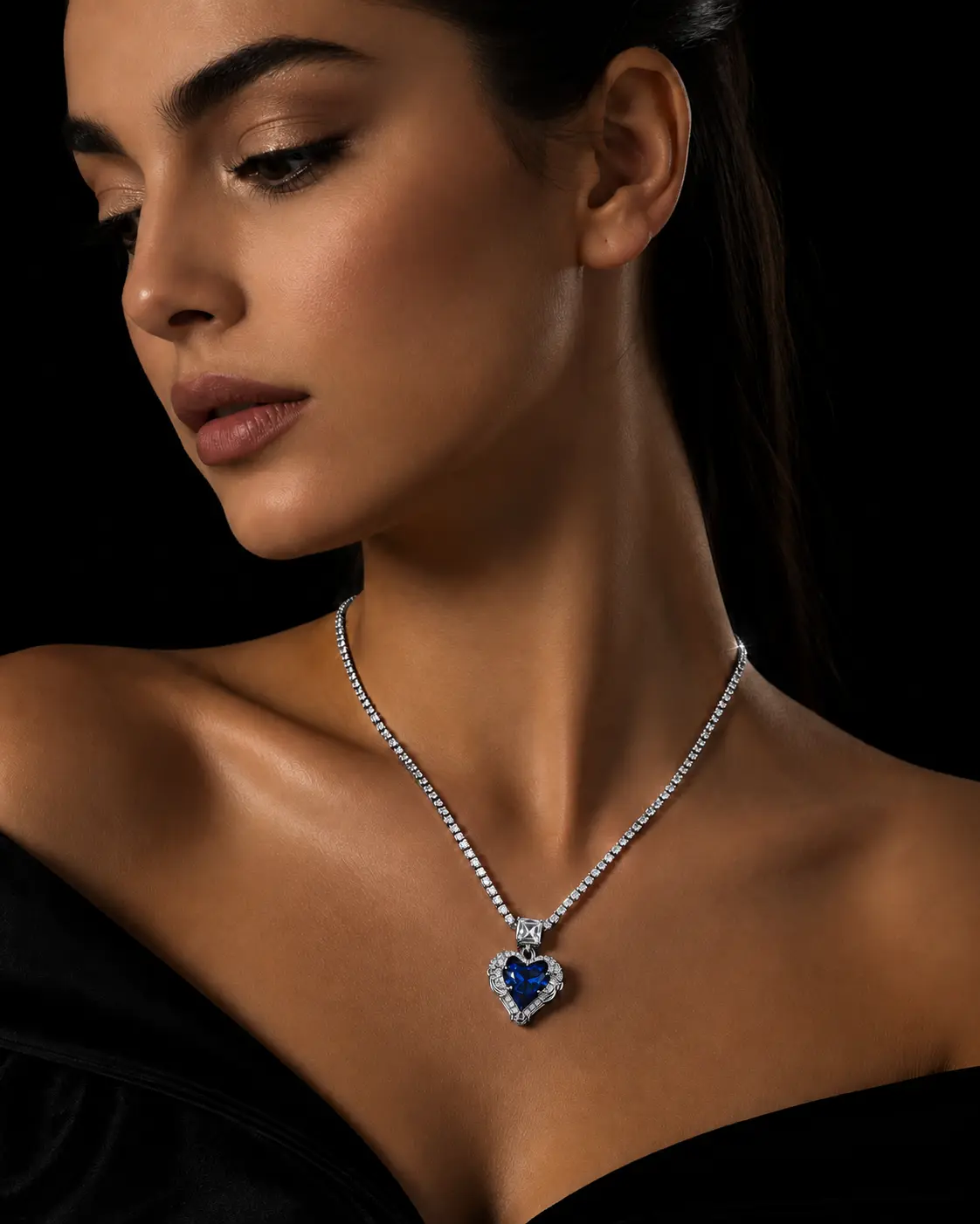 Sariora Silver Blue Heart Kolye